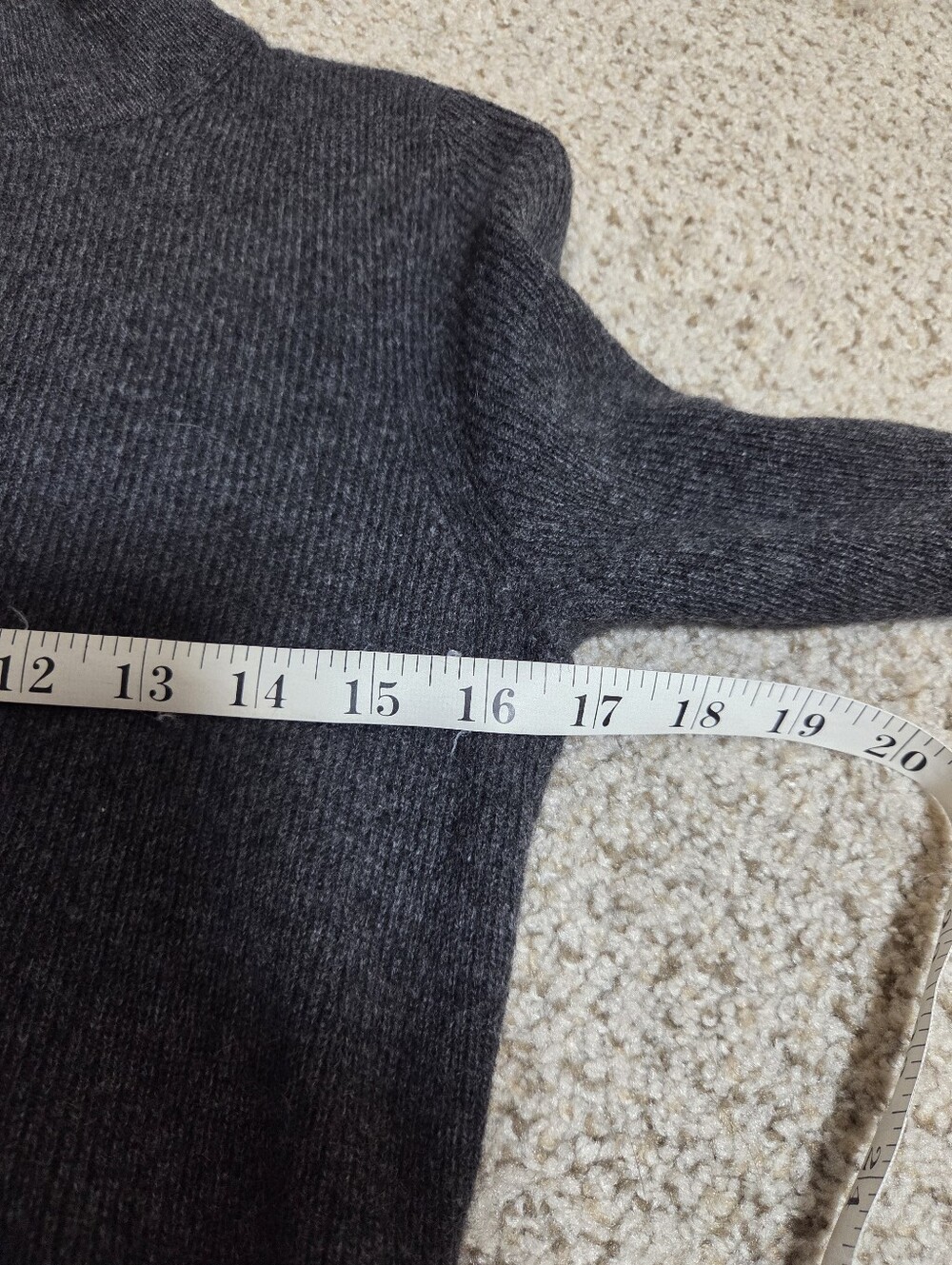 White + Warren Cashmere Sweater Dress Mock Neck Short Sleeve Ribbed Knit Gray - Picture 7 of 8